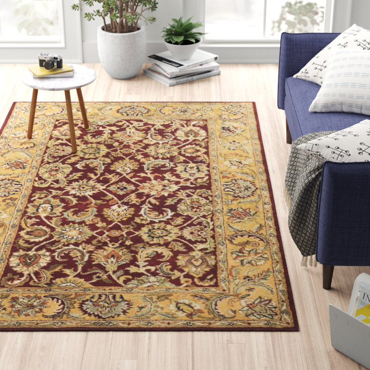 Fleur De Lis Living Alger Oriental Handmade Tufted Wool Yellow/Brown